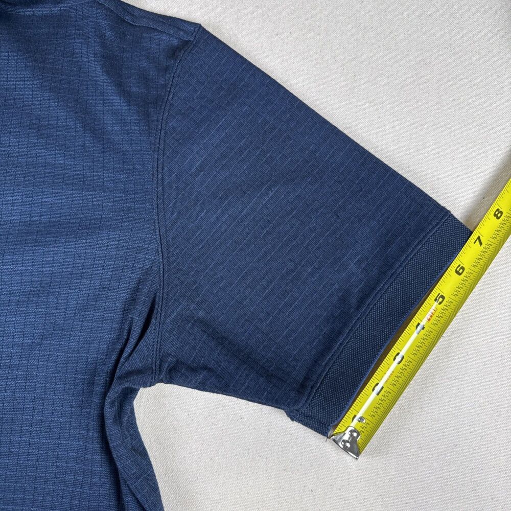 Haggar Men's Size XL Polo Shirt Blue Textured Striped Short Sleeve Cotton Blend - Picture 9 of 11